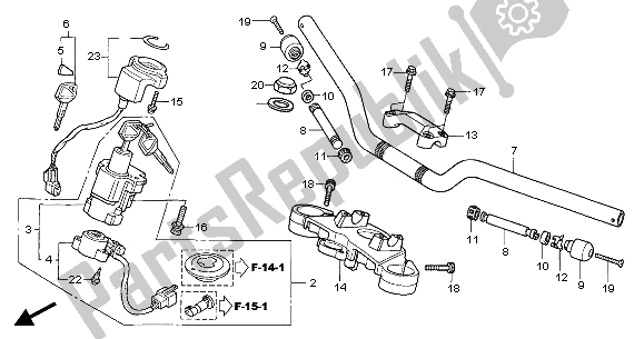 All parts for the Handle Pipe & Top Bridge of the Honda CB 600F Hornet 2006