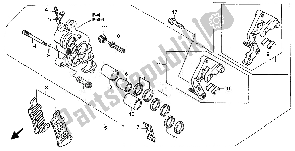 All parts for the R. Front Brake Caliper of the Honda NT 700V 2010