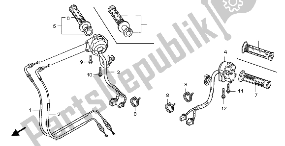 All parts for the Switch & Cable of the Honda CBF 1000A 2006