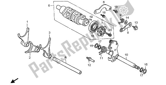 All parts for the Gearshift Drum of the Honda VFR 800 2006