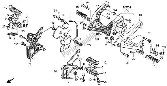 Toutes les pièces pour le étape du Honda VFR 800A 2003