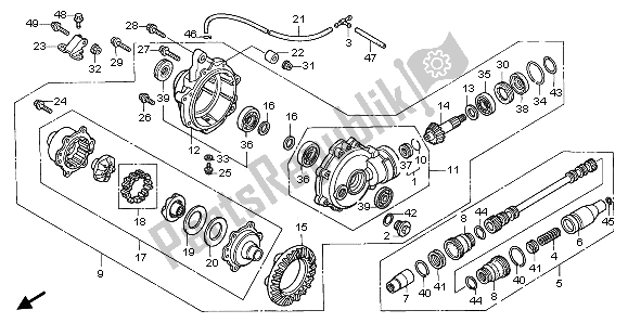 All parts for the Front Final Gear of the Honda TRX 350 FE Fourtrax Rancher 4X4 ES 2000