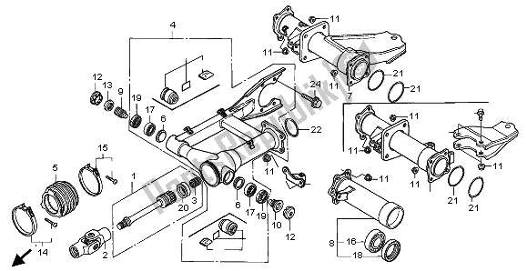 All parts for the Swingarm of the Honda TRX 400 FW Fourtrax Foreman 2001