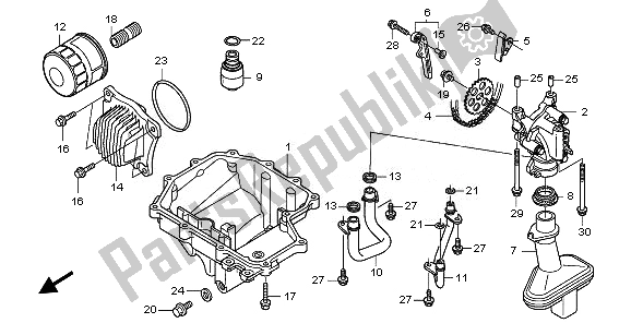 All parts for the Oil Pan & Oil Pump of the Honda CBF 600S 2010