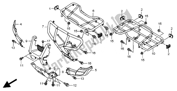 Tutte le parti per il Vettore del Honda TRX 500 FE Foretrax Foreman ES 2010