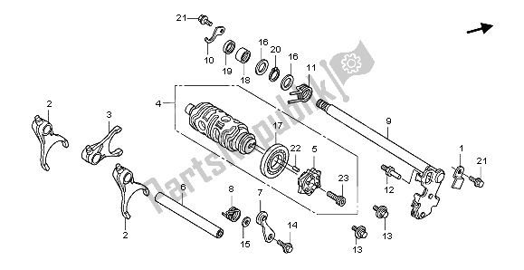 All parts for the Gearshift Drum of the Honda CBR 1000 RA 2009