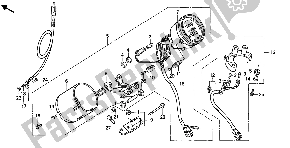 Alle onderdelen voor de Meter (mph) van de Honda VT 600 1992