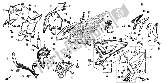 Tutte le parti per il Cappuccio Medio del Honda VFR 1200X 2012