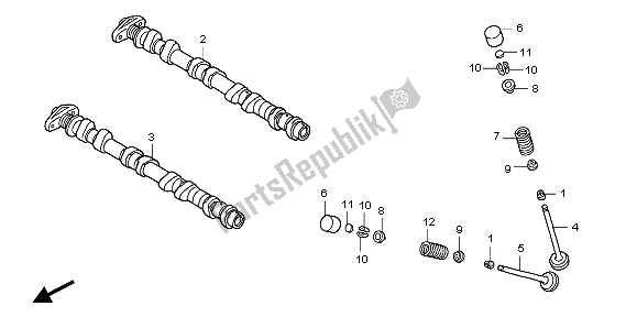 Tutte le parti per il Albero A Camme E Valvola del Honda CBF 600S 2006