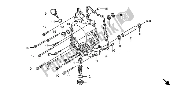 Alle onderdelen voor de Rechter Carterdeksel van de Honda SH 125 2010