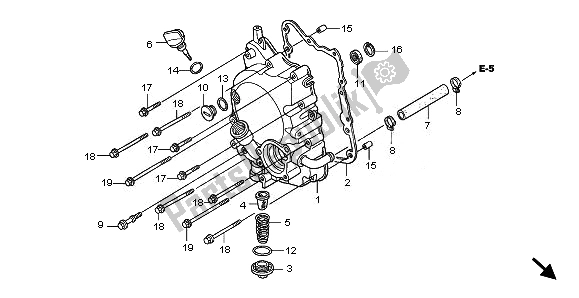 Alle onderdelen voor de Rechter Carterdeksel van de Honda SH 125 2010