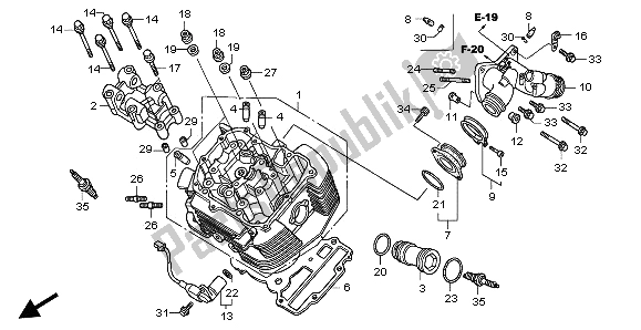 All parts for the Front Cylinder Head of the Honda VTX 1800C 2002