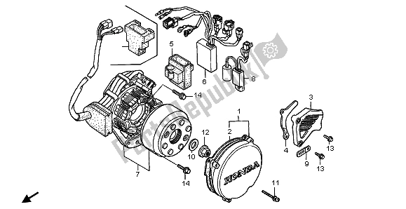 All parts for the Left Crankcase Cover of the Honda CR 250R 1997
