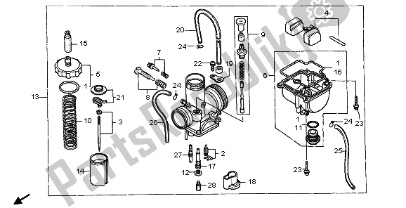 Alle onderdelen voor de Carburator van de Honda CR 80 RB LW 1998