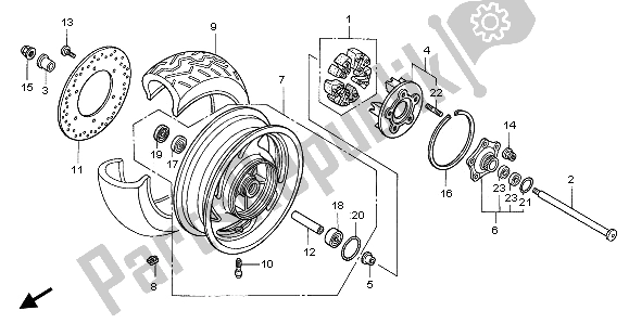 Tutte le parti per il Ruota Posteriore del Honda VTX 1800C 2003