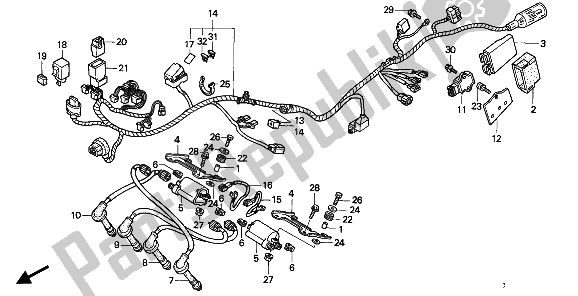 All parts for the Wire Harness of the Honda CBR 600F 1994