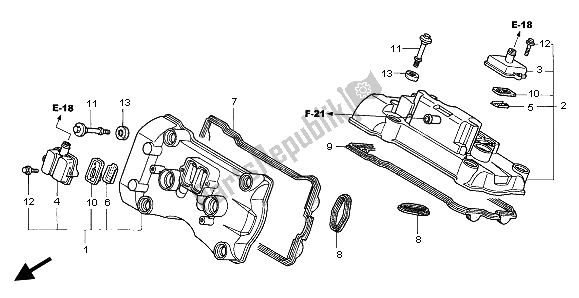 All parts for the Cylinder Head Cover of the Honda VFR 800A 2002