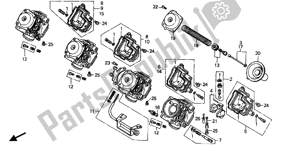 Todas las partes para Carburador (componentes) de Honda CBR 600F 1987