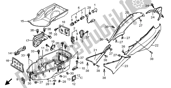 Todas as partes de Capa De Corpo E Caixa De Bagagem do Honda FES 150 2008