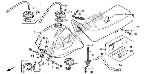 Todas as partes de Tanque De Combustível E Assento do Honda XR 80R 1986