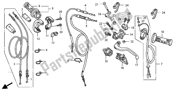 All parts for the Handle Lever & Switch & Cable (crf450r4,5,6,7,8) of the Honda CRF 450R 2004