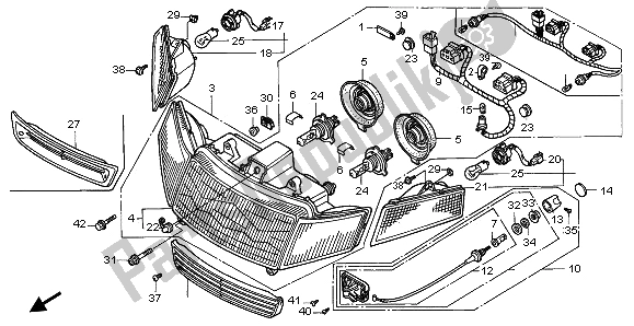 All parts for the Headlight (uk) of the Honda GL 1500 SE 1996