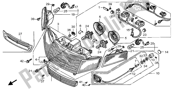 All parts for the Headlight (uk) of the Honda GL 1500 SE 1996