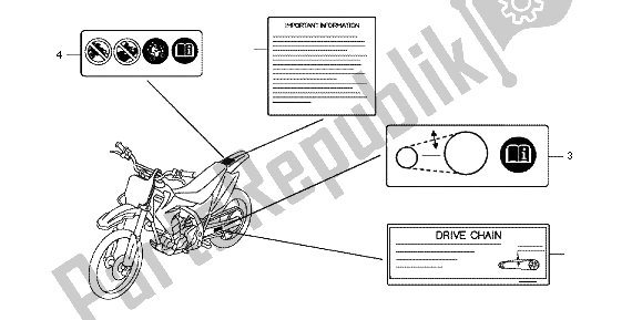 All parts for the Caution Label of the Honda CRF 150 RB LW 2012