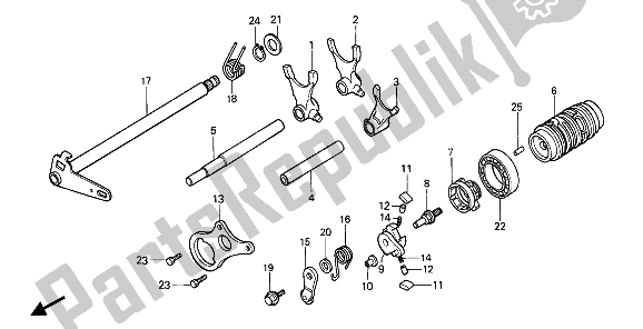 Alle onderdelen voor de Schakeltrommel & Schakelvork van de Honda CR 80R 1985