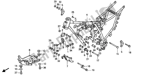 All parts for the Frame Body of the Honda NX 125 1989
