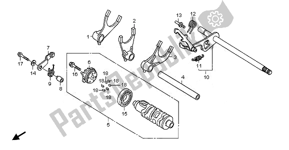 All parts for the Gearshift Drum of the Honda XL 700V Transalp 2010