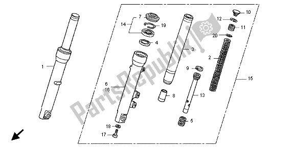 All parts for the Front Fork of the Honda SH 150R 2012