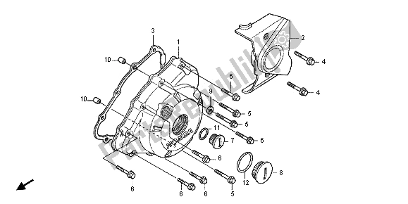 Todas as partes de Tampa Do Cárter Esquerdo do Honda CBR 125R 2012