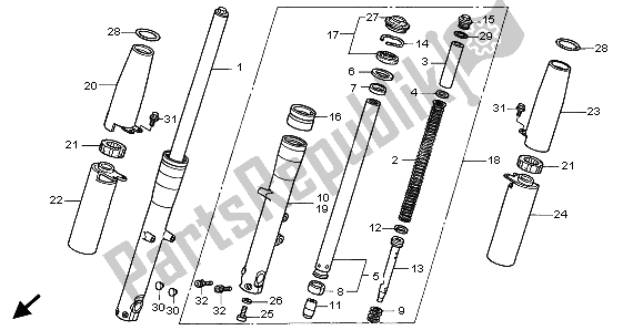 Tutte le parti per il Forcella Anteriore del Honda VT 1100C3 1998