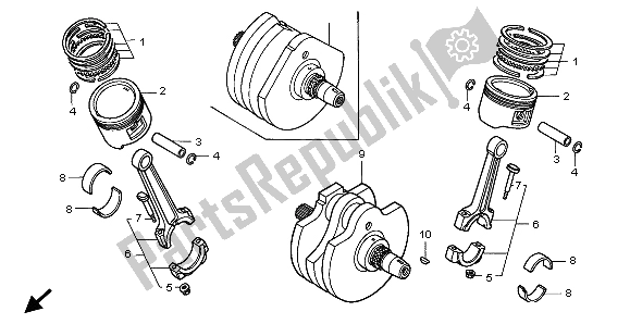 Tutte le parti per il Albero Motore E Pistone del Honda VT 1100C3 1999