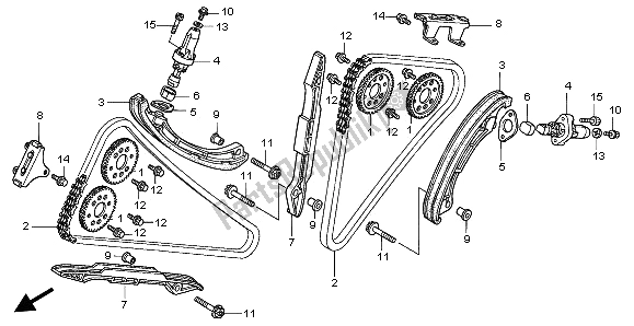 All parts for the Cam Chain & Tensioner of the Honda VTR 1000F 2002