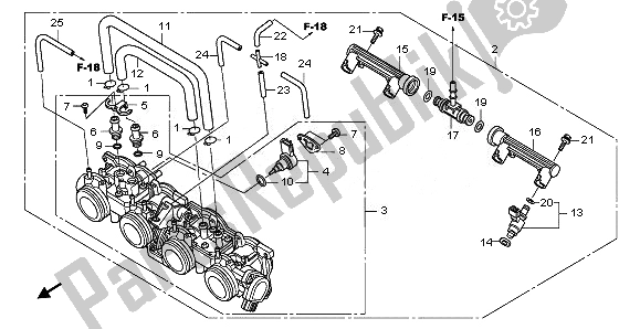 Tutte le parti per il Corpo Farfallato del Honda CB 600F Hornet 2011