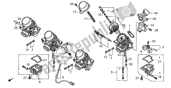 All parts for the Carburetor (component Parts) of the Honda CBF 600S 2007