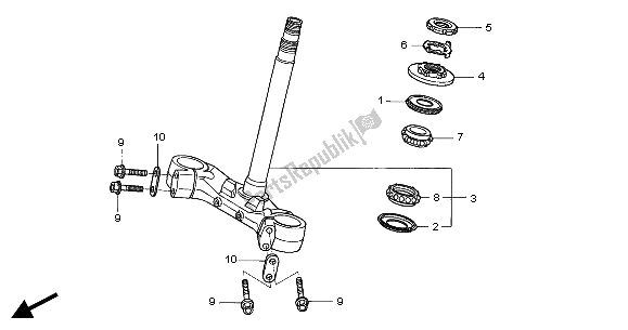 All parts for the Steering Stem of the Honda ST 1300A 2004