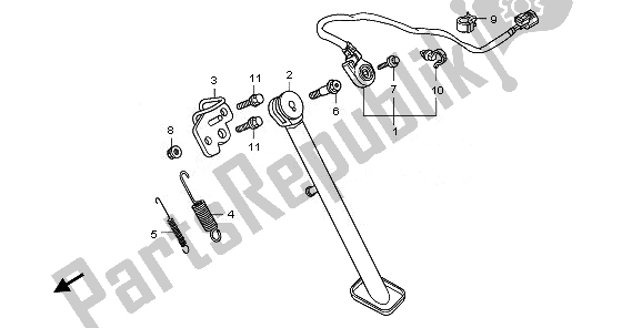 All parts for the Side Stand of the Honda VT 750 SA 2010