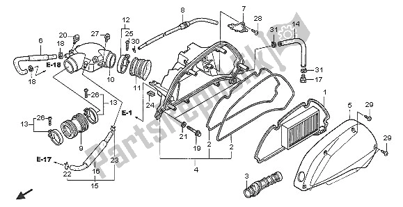 All parts for the Air Cleaner of the Honda NES 150 2005