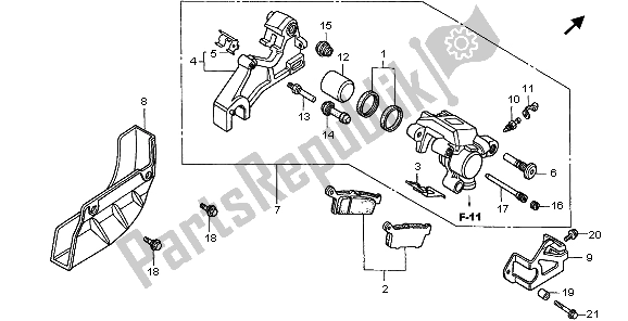 All parts for the Rear Brake Caliper of the Honda XR 400R 1998