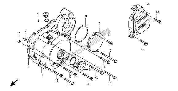 All parts for the Left Crankcase Cover of the Honda XLR 125R 1999