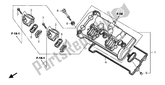 All parts for the Cylinder Head Cover of the Honda CBF 600 SA 2009