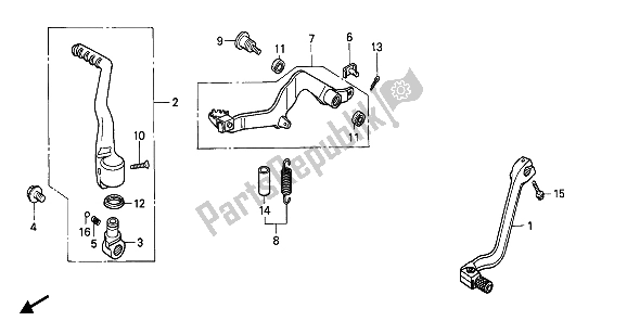 Tutte le parti per il Cambiare Pedale E Pedale Del Freno E Avviare Il Braccio Del Motorino Di Avviamento del Honda CR 500R 1 1990