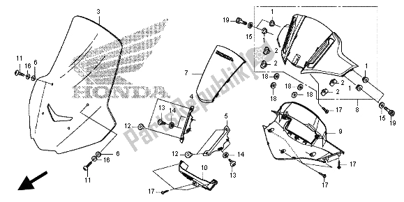 All parts for the Meter Visor & Windscreen of the Honda NC 700D 2012