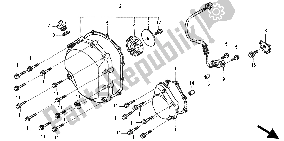 Todas las partes para Tapa Del Cárter Derecho de Honda CB 1300X4 1998