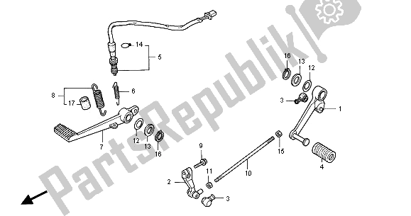 All parts for the Brake Pedal & Change Pedal of the Honda CBR 600F 2001