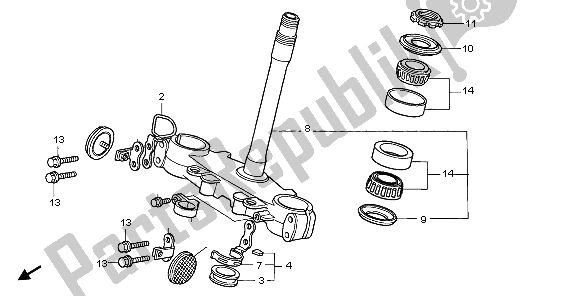 All parts for the Steering Stem of the Honda XR 400R 1998