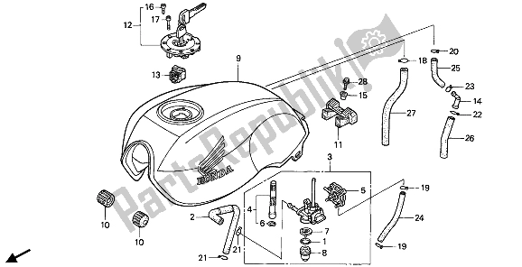 Alle onderdelen voor de Benzinetank van de Honda CB 750 1992